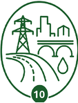 Power lines, transport links and urban development representing infrastructure and investment.