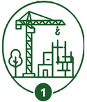 Construction crane and new buildings representing development and regeneration.